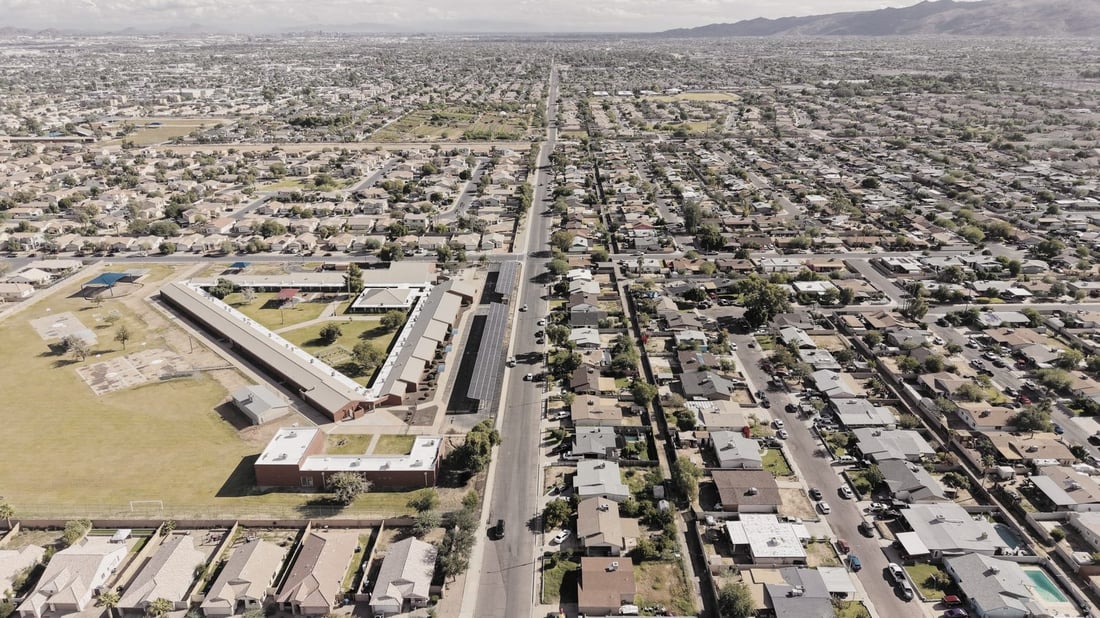 Aerial view of a Phoenix-area residential neighborhood