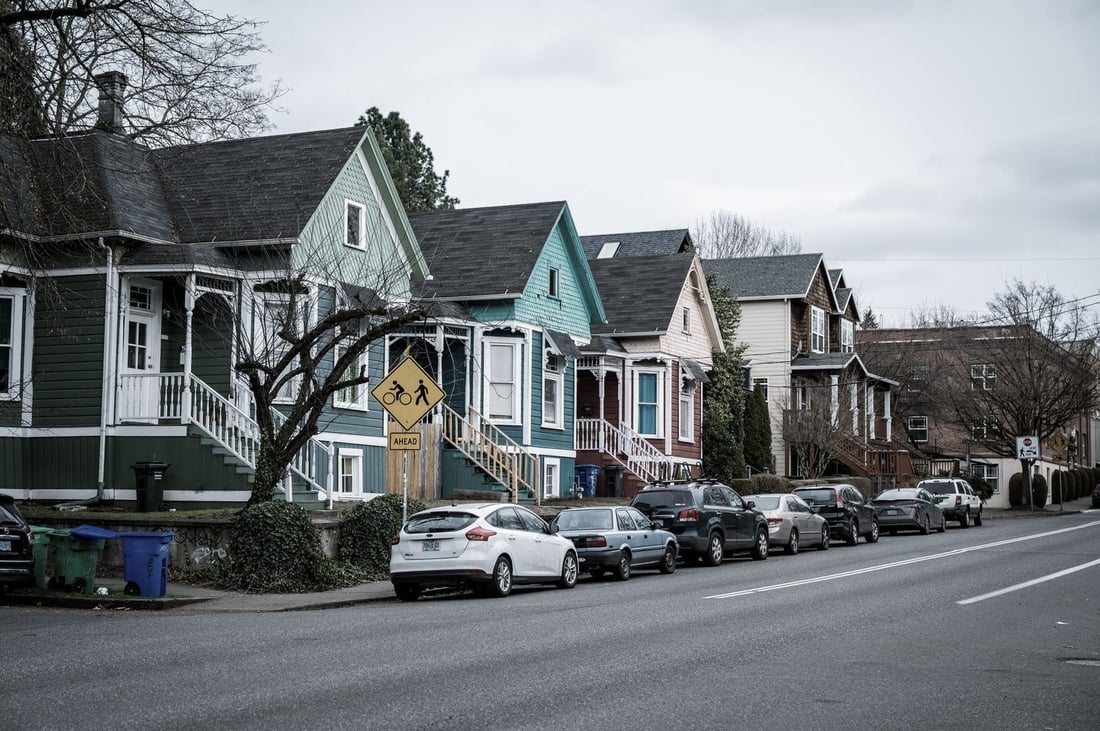 Craftsman homes on a tree-lined Portland street