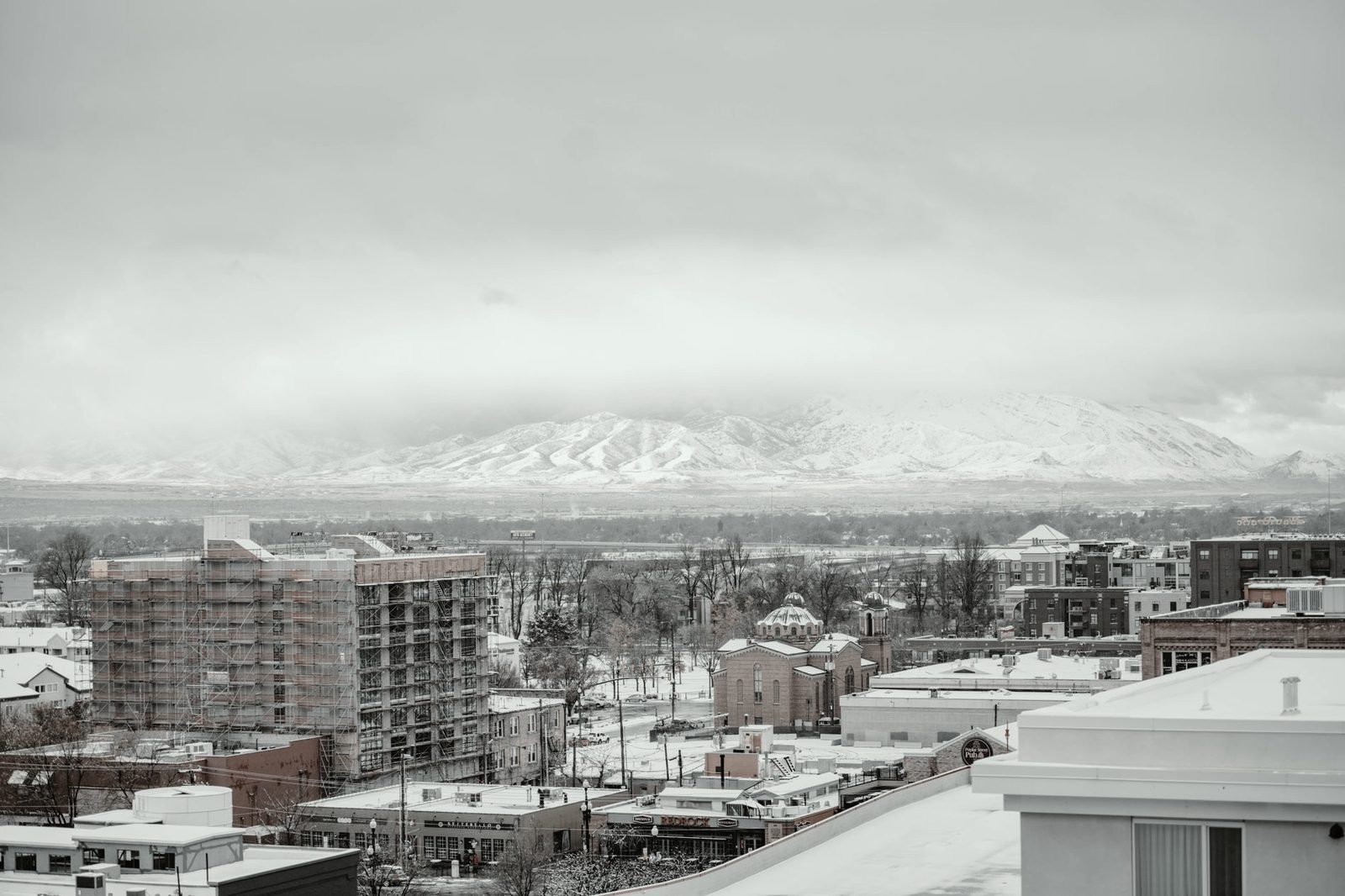 Salt Lake City homes against the Wasatch Mountains